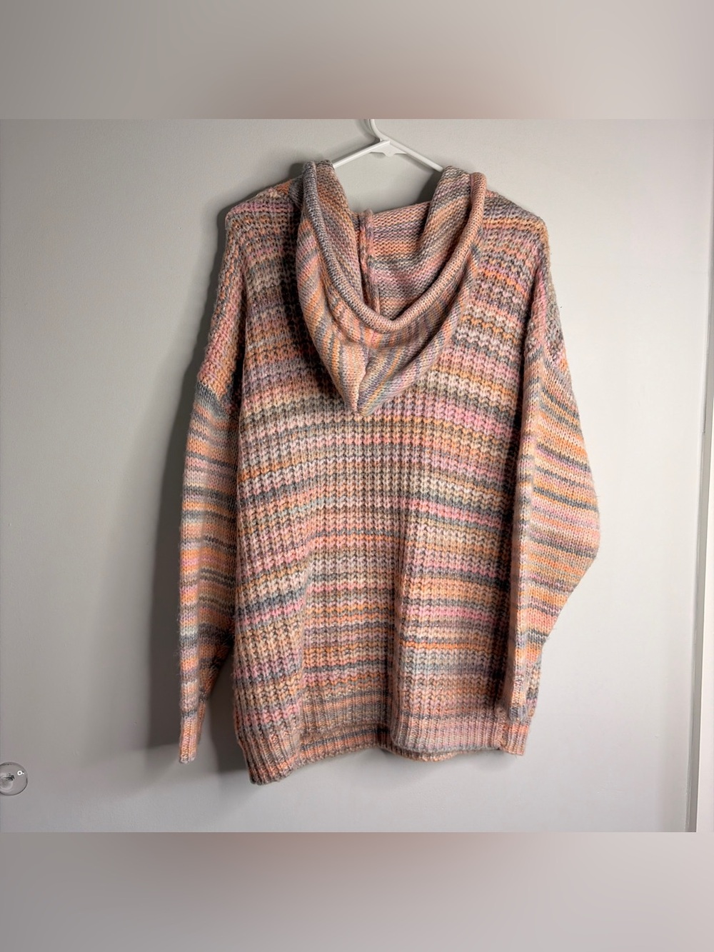 Aerie Cozy Multicolor Hooded Knit Sweater - Pastel Stripe - Picture 8 of 8